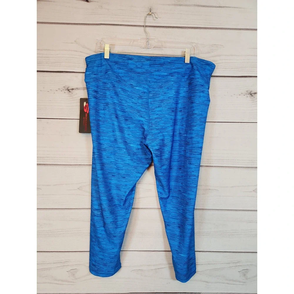 Skechers Sport Women's Blue Solid Stretch High Rise Cropped Leggings Size 1X NWT